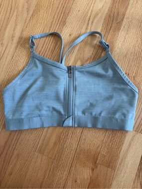 Nike Dri-FIT Indy Zip-Front Sports Bra Heathered Blue Gray